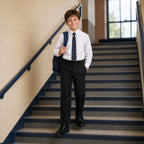 Black Slim Fit Half Elastic Pull Up Boys School Trouser
