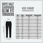 Black Slim Fit Half Elastic Pull Up Boys School Trouser