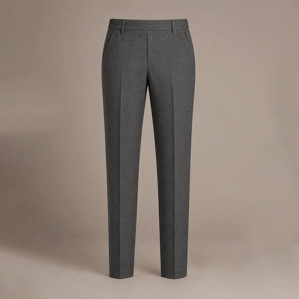 Grey Slim Fit Half Elastic Pull Up Boys School Trouser