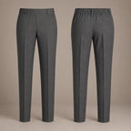 Grey Slim Fit Half Elastic Pull Up Boys School Trouser