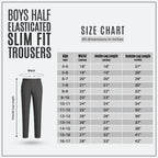 Grey Slim Fit Half Elastic Pull Up Boys School Trouser