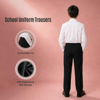 Black Slim Fit Half Elastic With Zip & Clip Boys School Trouser