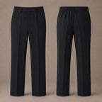 Pack of 2 Black Slim Fit Half Elastic With Zip & Clip Boys School Trousers