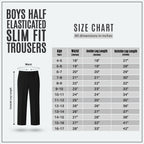 Black Slim Fit Half Elastic With Zip & Clip Boys School Trouser