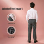 Pack of 2 Grey Slim Fit Half Elastic With Zip & Clip Boys School Trousers