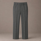 Grey Slim Fit Half Elastic With Zip & Clip Boys School Trouser