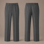 Pack of 2 Grey Slim Fit Half Elastic With Zip & Clip Boys School Trousers