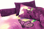 butterfly 3D Panel printed duvet set plum