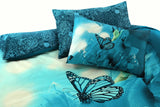 butterfly 3D Panel printed duvet set teal