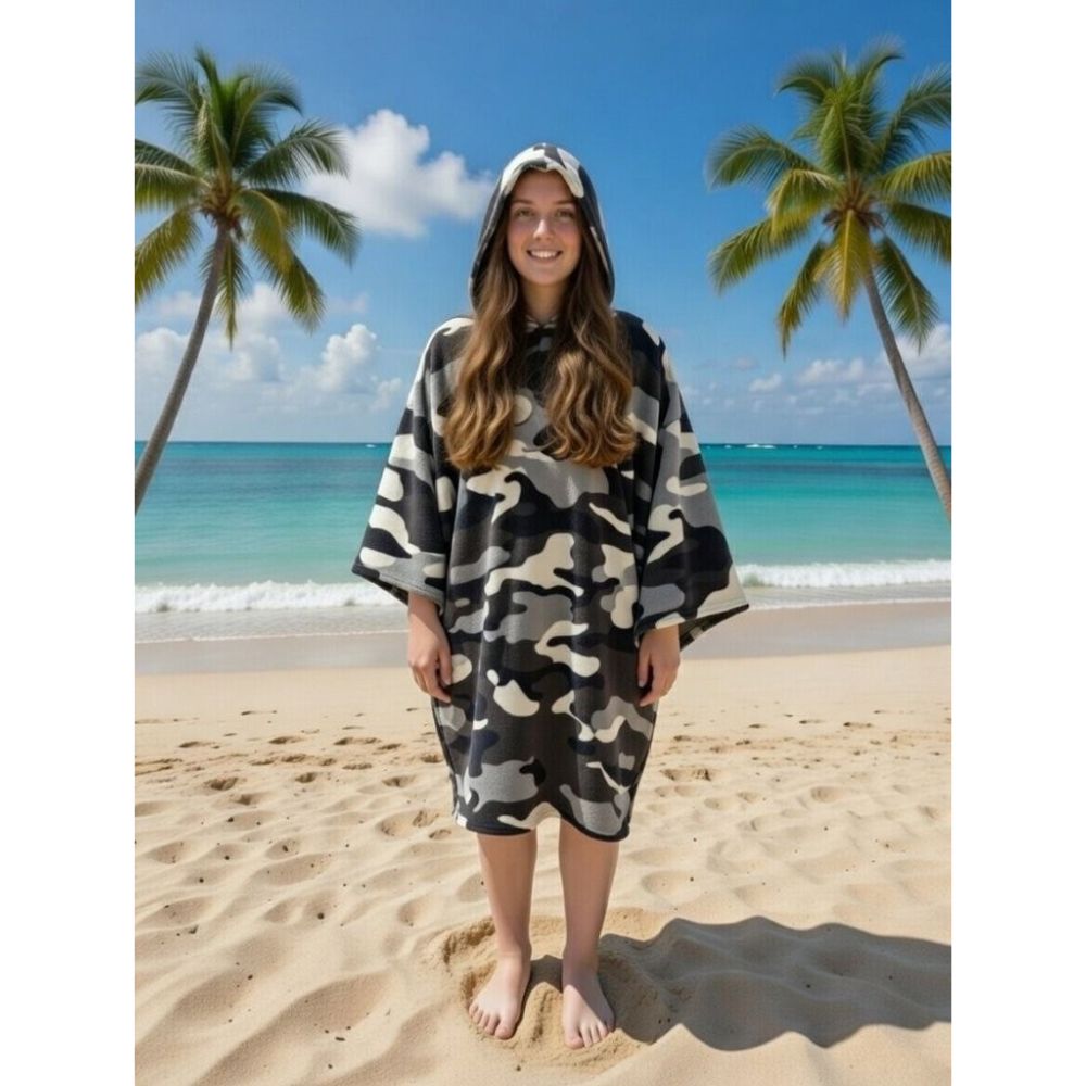 Camouflage Sand Free Adult Poncho Towel | 3 Colours