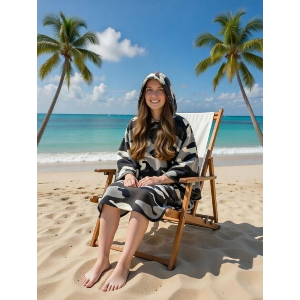 Camouflage Sand Free Adult Poncho Towel | 3 Colours