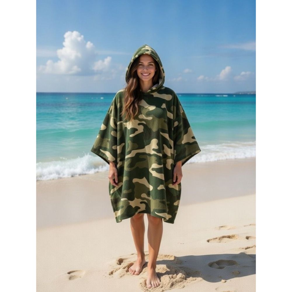 Camouflage Sand Free Adult Poncho Towel | 3 Colours