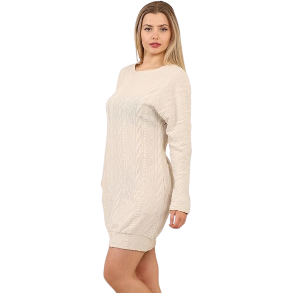Cream Cable Knit Jumper Dress view 2