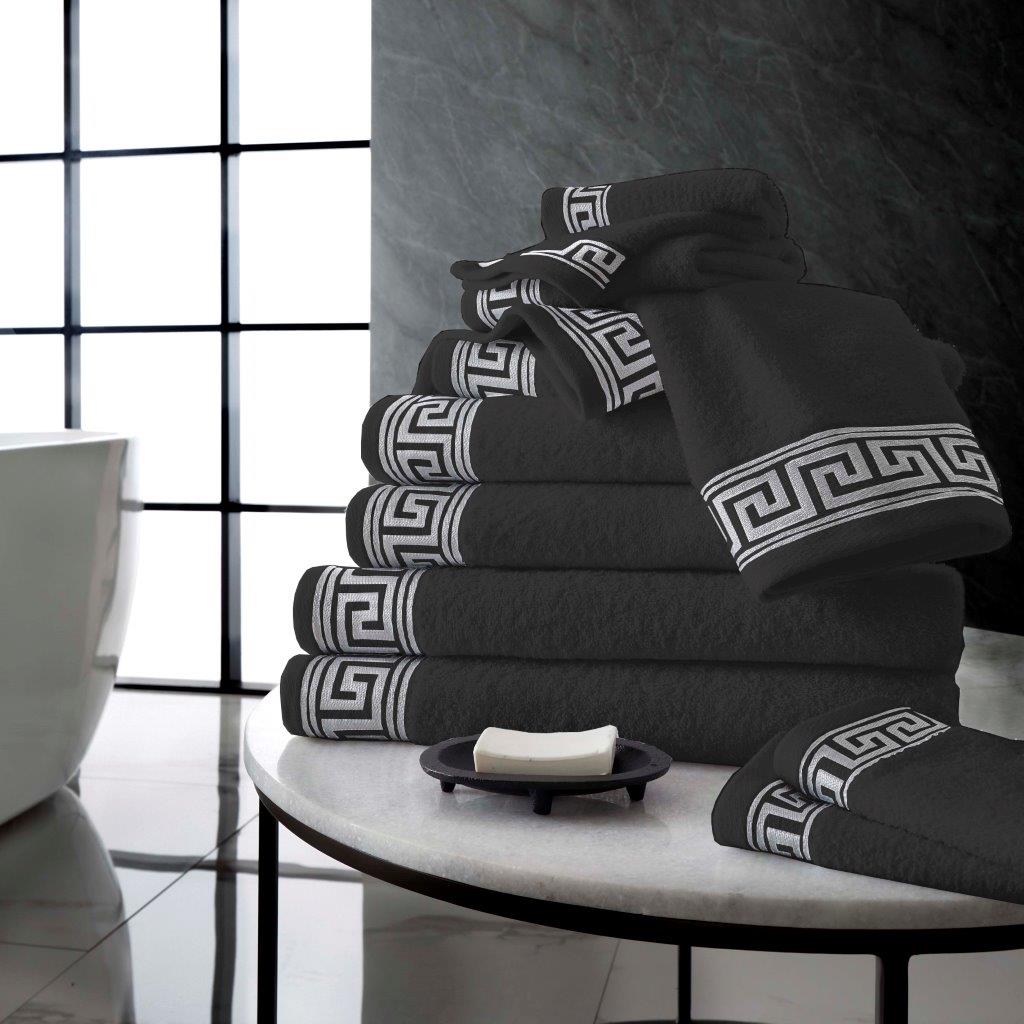 8 Pieces Greek Embroided Towel Bale Set  | 7 Colours | 500 GSM
