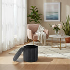 Round Ribbed Ottoman Storage Box | 40 x 40 x 37CM | 5 Colours