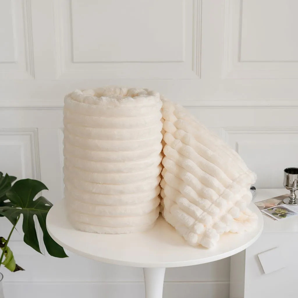 chunky cord ribbed throw  ivory