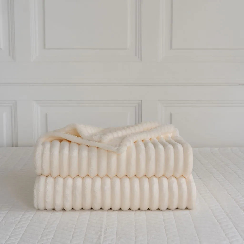 chunky cord ribbed throw ivory