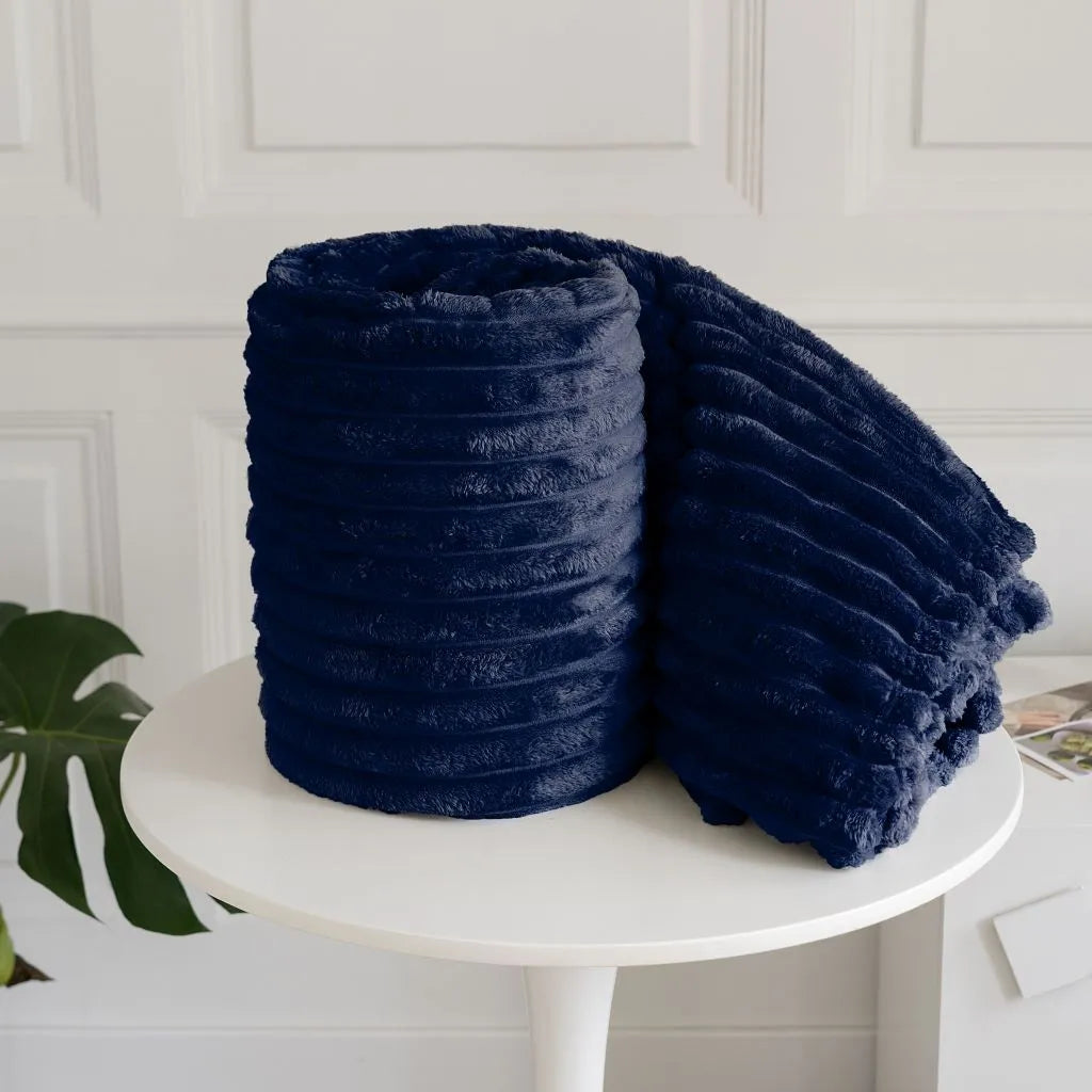 chunky cord ribbed throw navy
