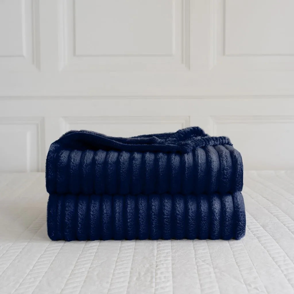 chunky cord ribbed throw navy