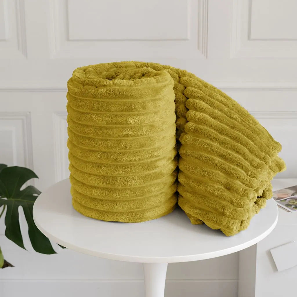chunky cord ribbed throw ochre
