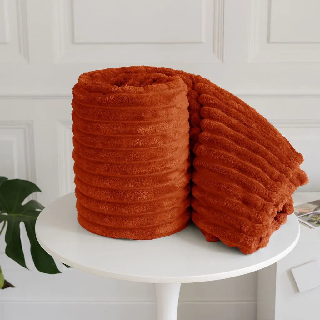 chunky cord ribbed throw orange