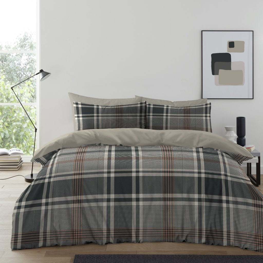 Conall Check Printed Duvet Cover Set