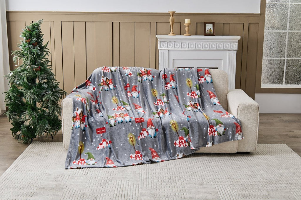 Cosy Gonks Xmas Flannel Sherpa Throw
