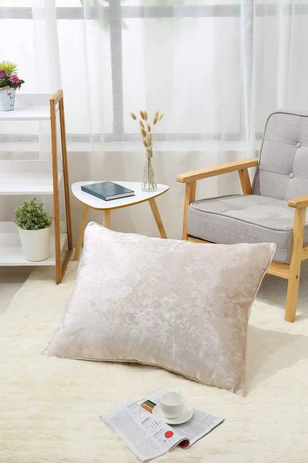 cream Crushed velvet cushion covers