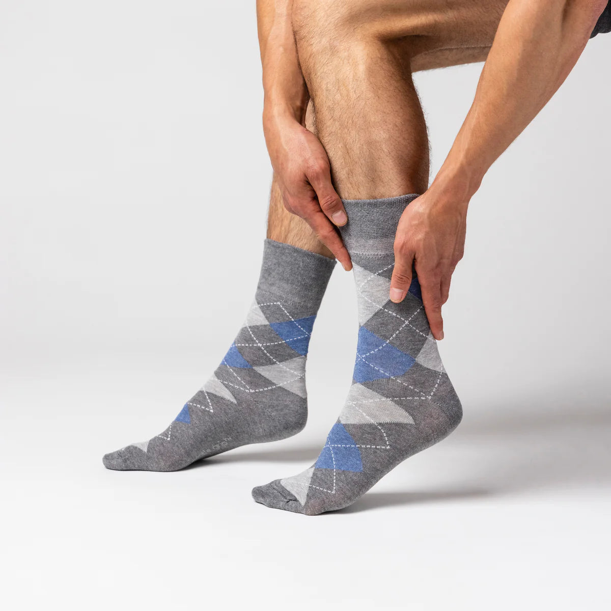 Men’s Gentle Grip Denim Argyle Cotton Rich Socks