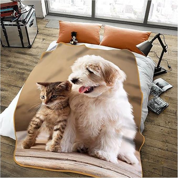 3D Dog & Cat Printed Animal Throws