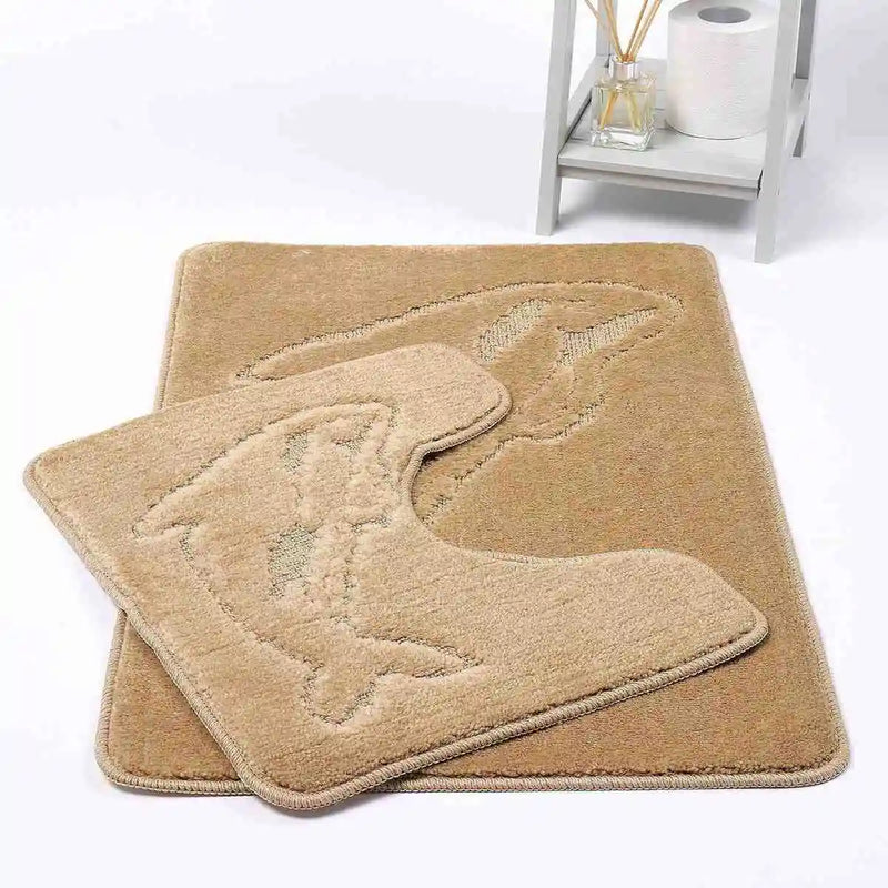 dolphin bath mat set beige