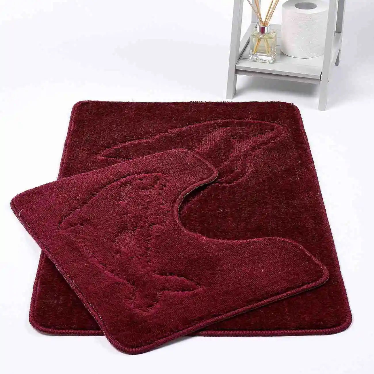 dolphin bath mat set burgundy
