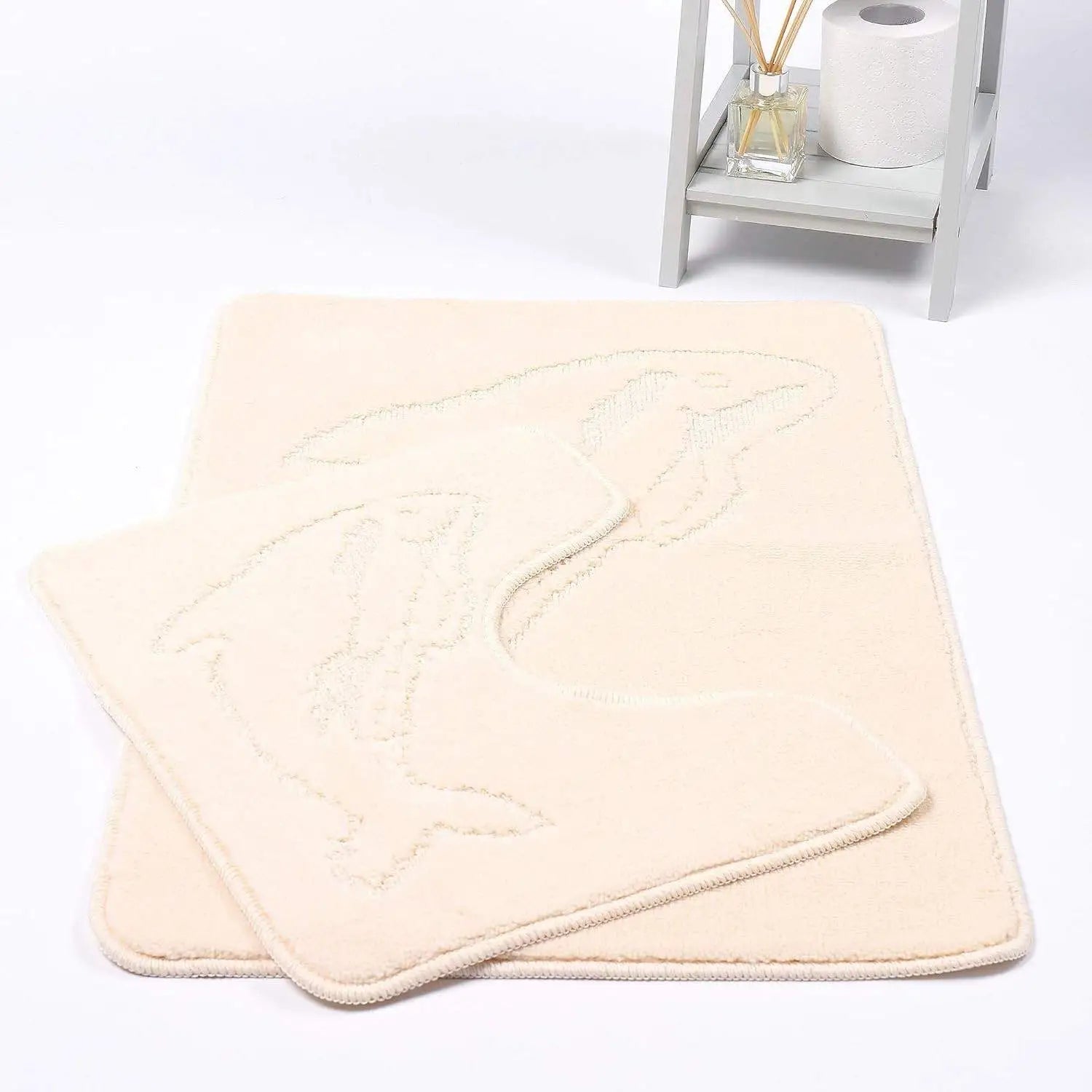 dolphin bath mat set cream
