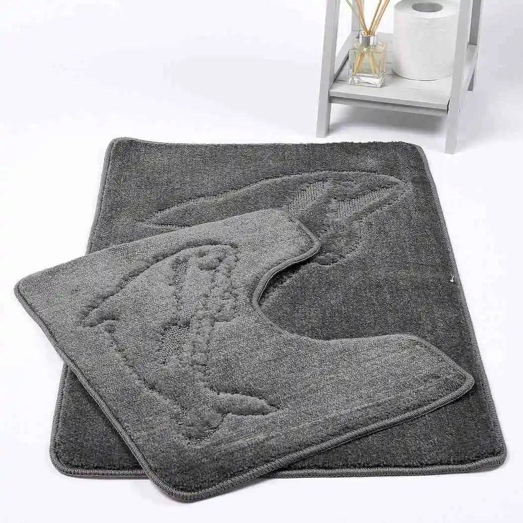 dolphin bath mat set grey