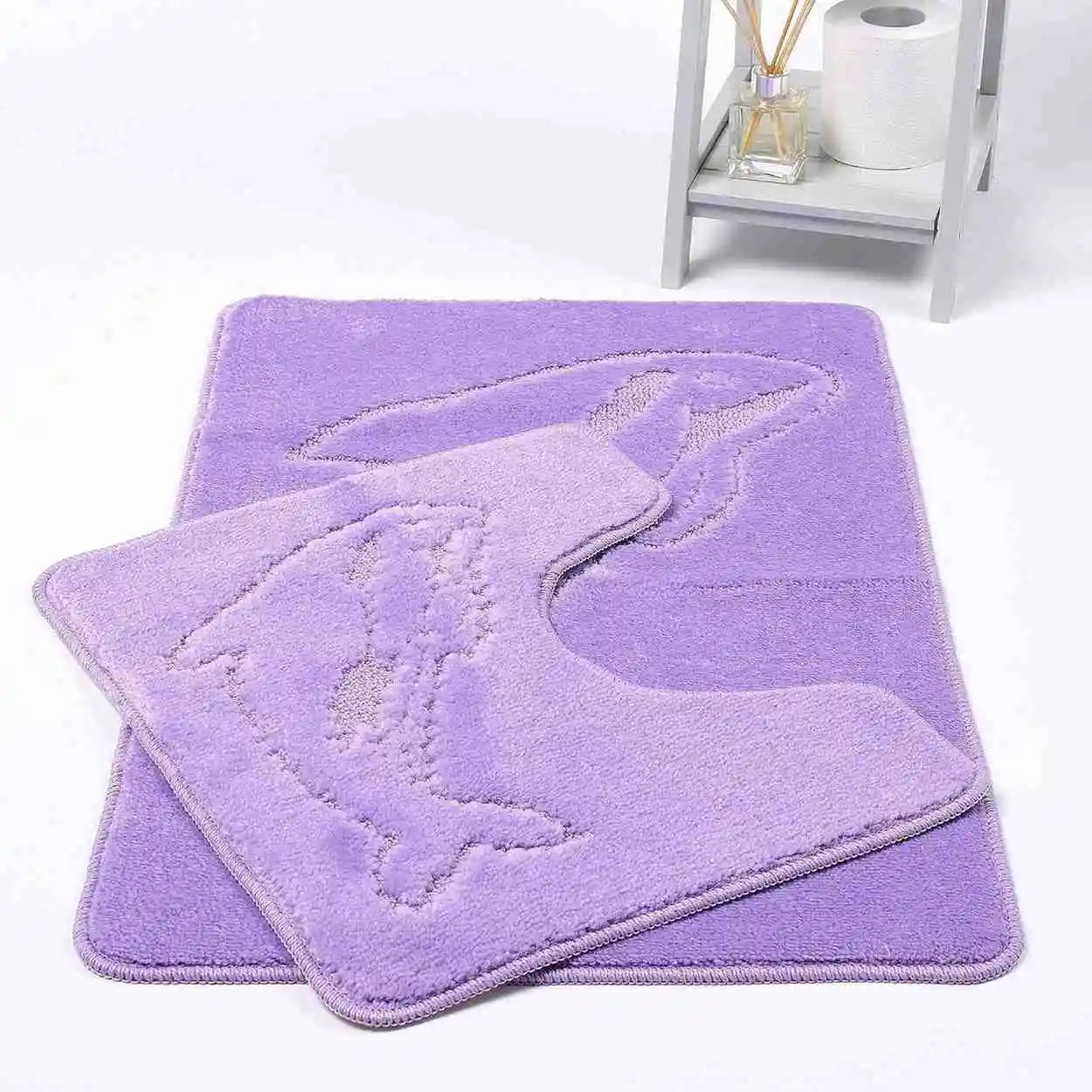 dolphin bath mat set lilac