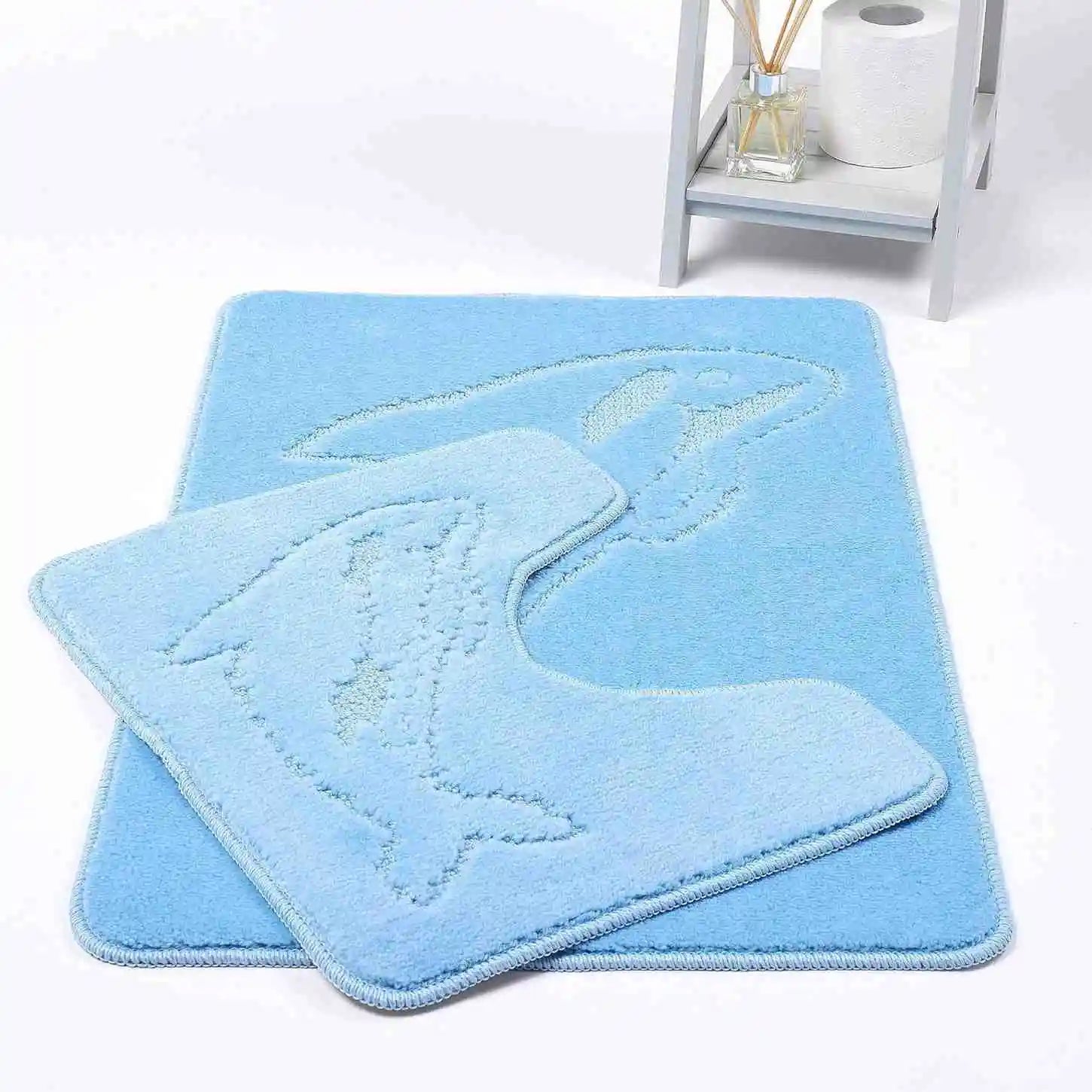 dolphin bath mat set sky blue