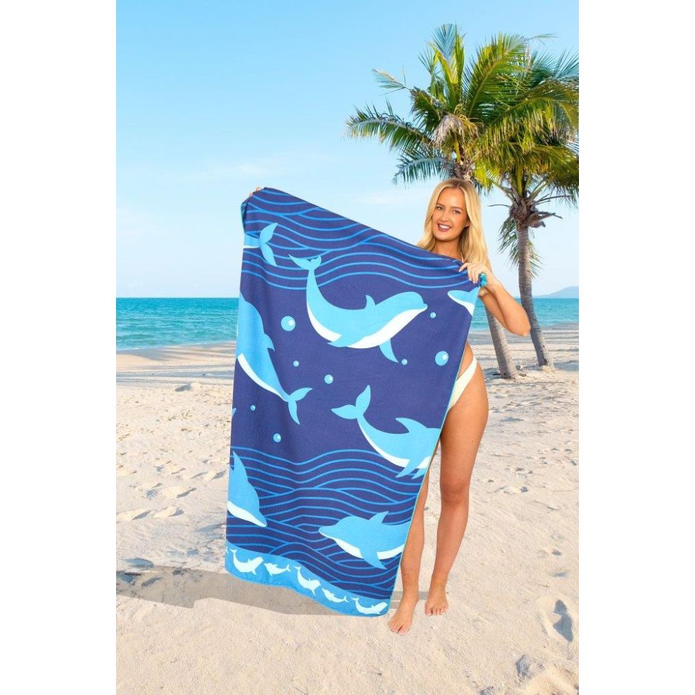 Dolphin Waves Sand Free Beach Towel | 180CM × 100CM