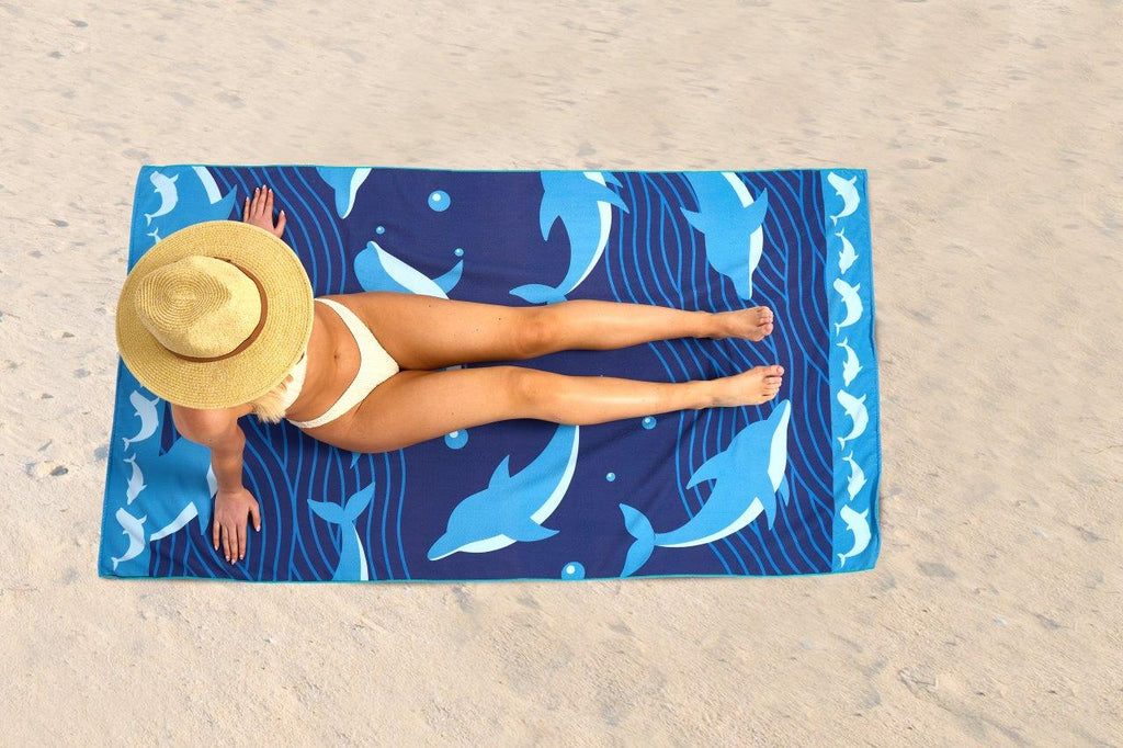 Dolphin Waves Sand Free Beach Towel | 180CM × 100CM
