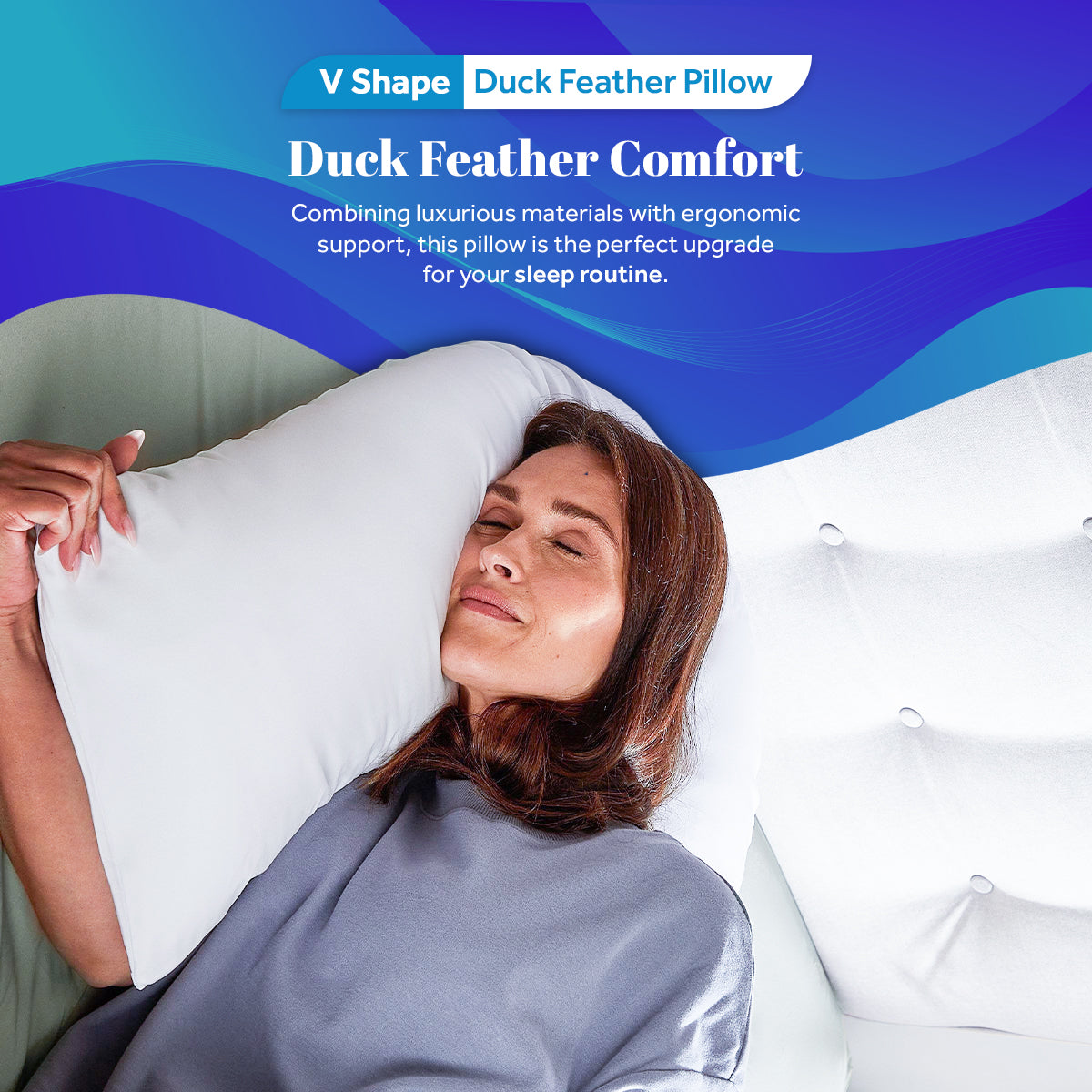 Duck Feather V Shaped Pillow | 75CM x 40CM x 36CM