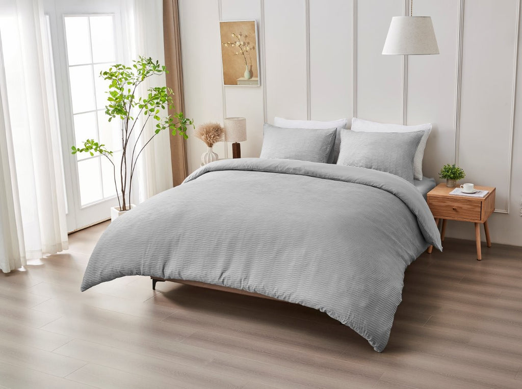 Durham Seersucker Duvet Cover Set | 4 Colours