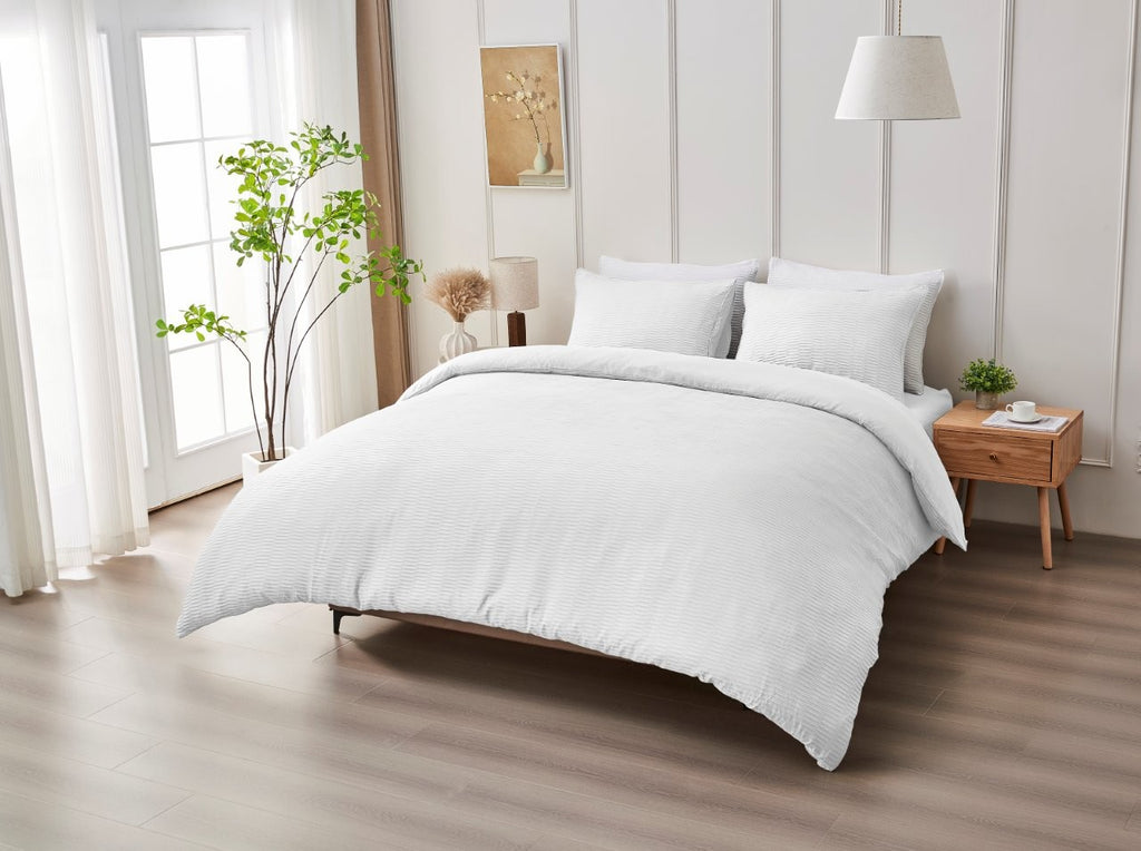 Durham Seersucker Duvet Cover Set | 4 Colours