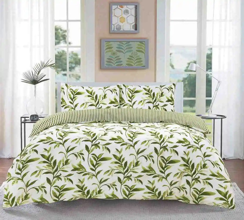ellie printed duvet set green