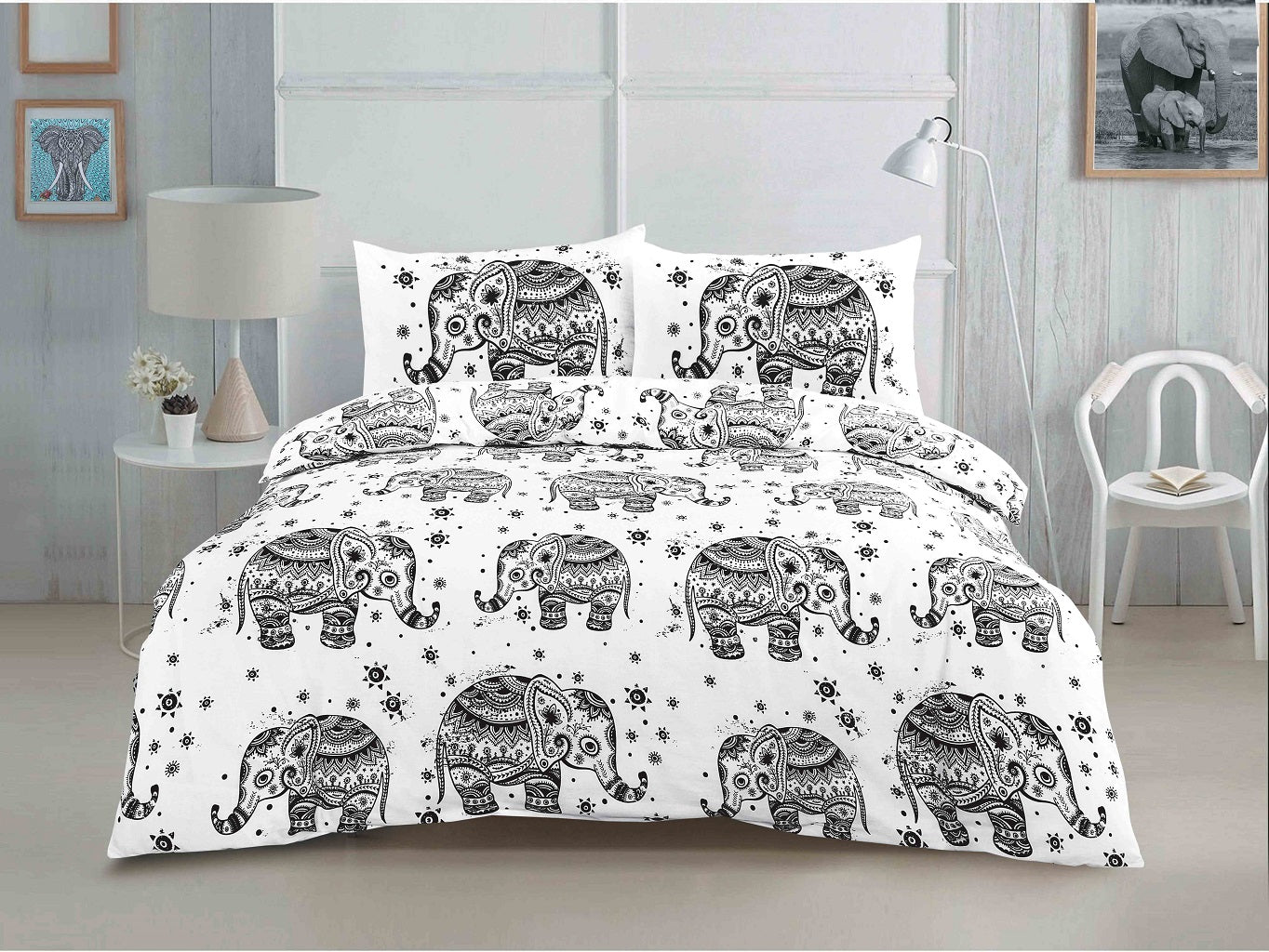 Elephant printed duvet cover set