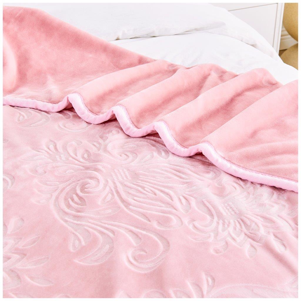 Embossed Heavy Blanket | 200CM x 240CM | Blush Pink