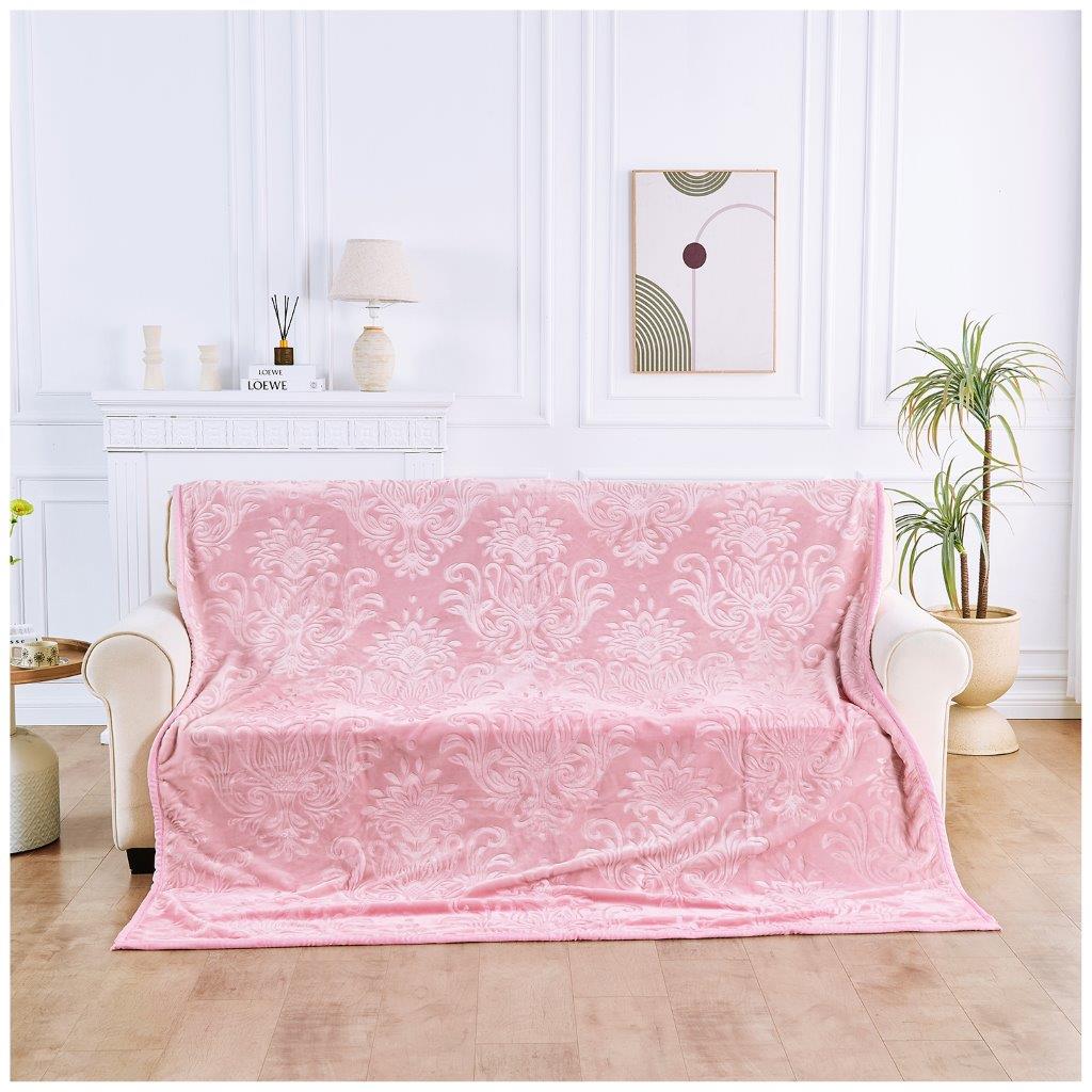 Embossed Heavy Blanket | 200CM x 240CM | Blush Pink