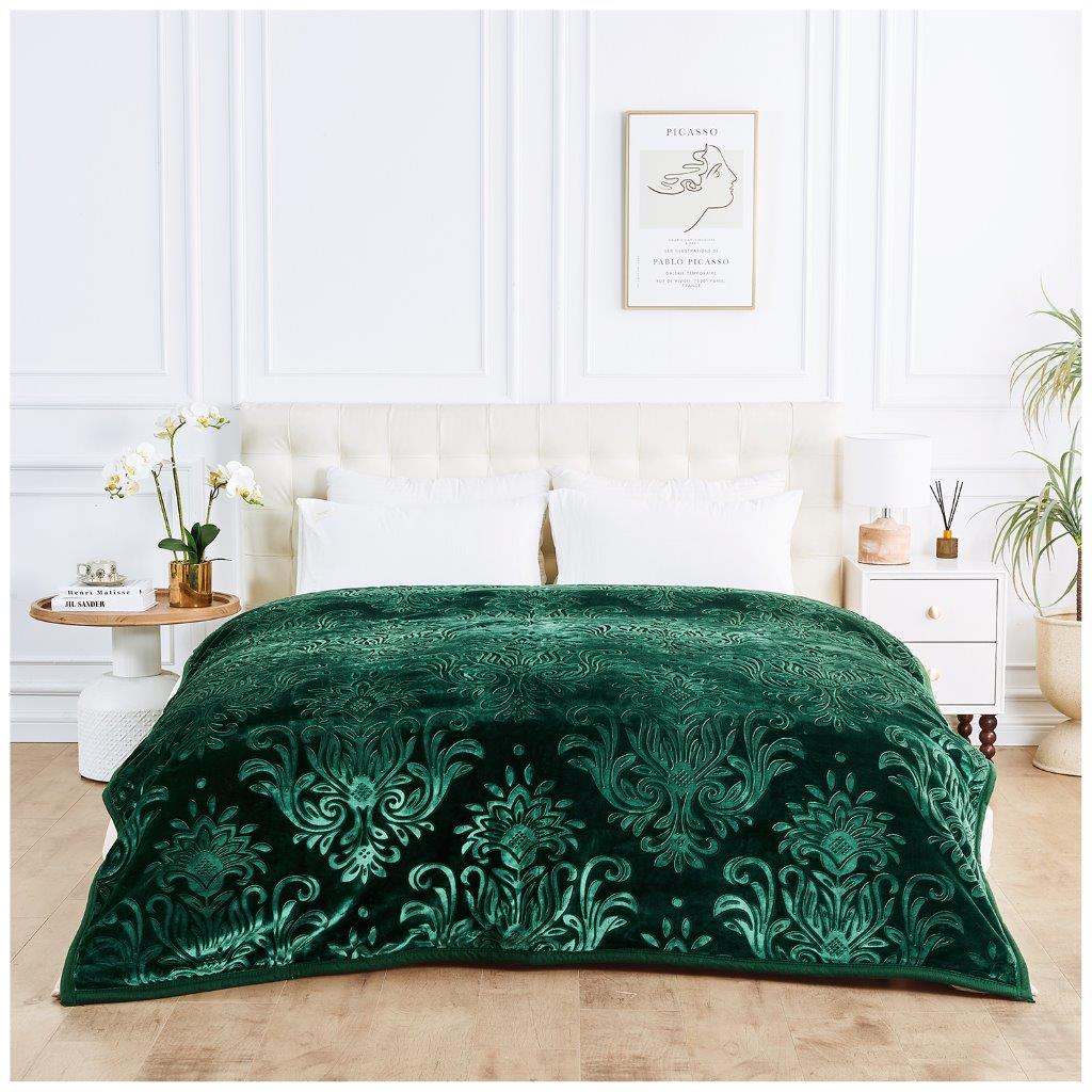 Embossed Heavy Blanket | 200CM x 240CM | Dark Green