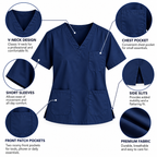 Men's V-neck medical scrub top features