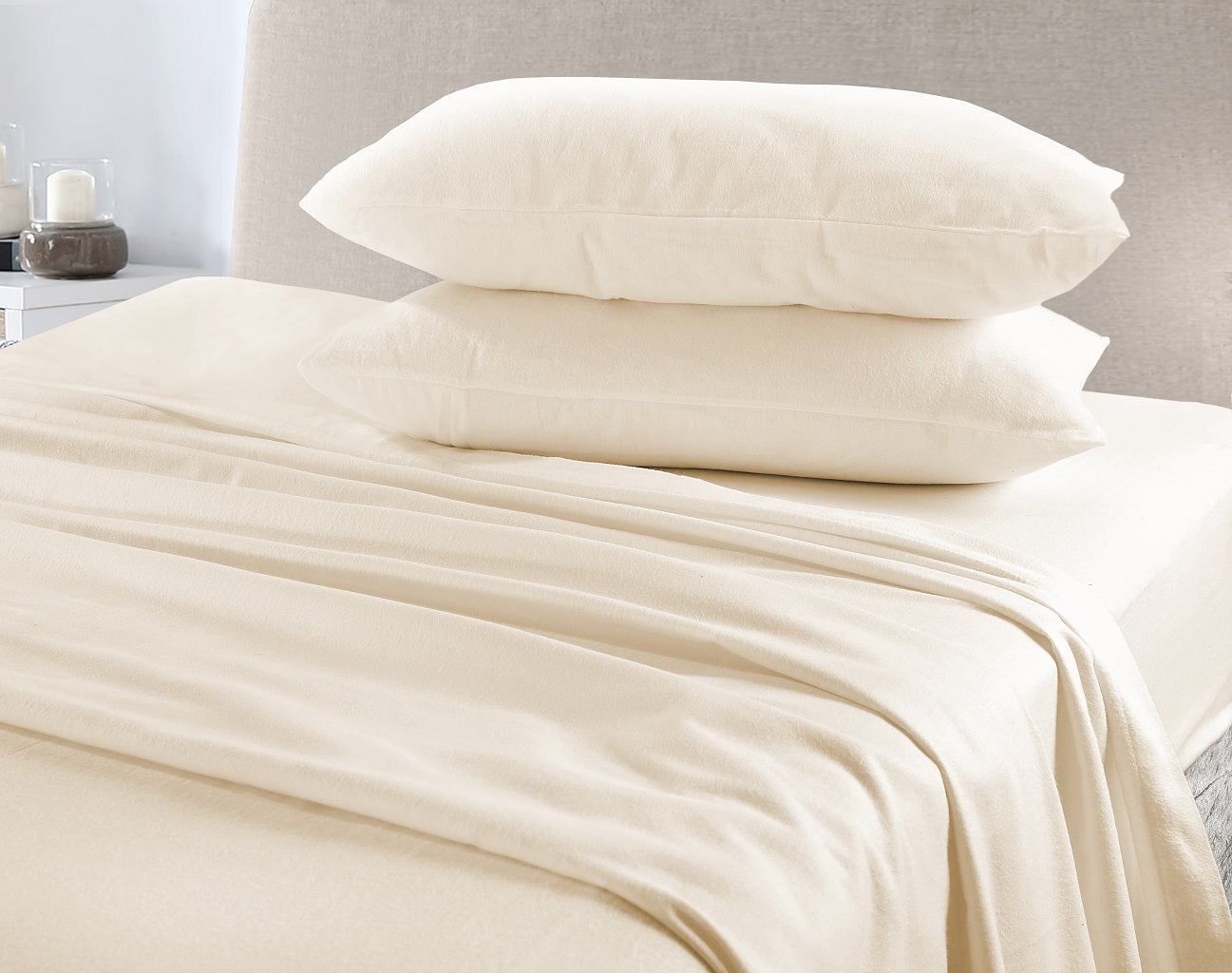 100% Brushed Cotton Flannelette Pair of Pillow Cases | 10 Colours