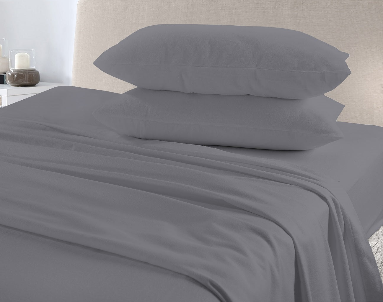 100% Brushed Cotton Flannelette Pair of Pillow Cases | 10 Colours