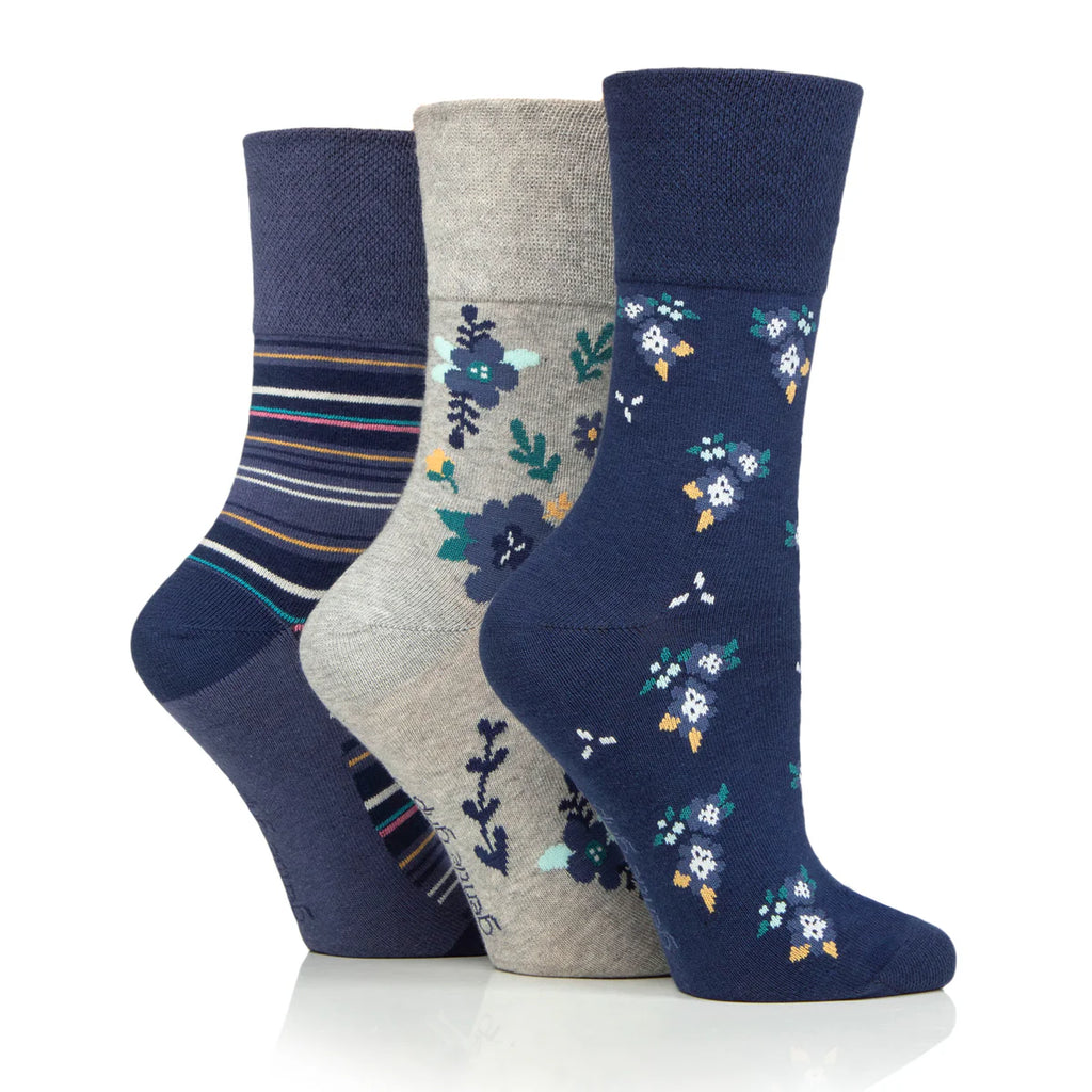 Women Floral Haven Purple Gentle Grip Cotton Rich Socks
